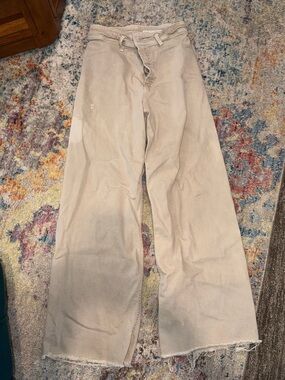 Zara Neutral Beige Straight-Leg Pants